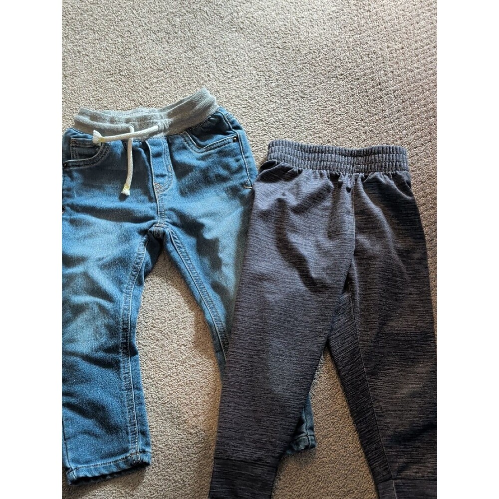 Cat & Jack Blue Denim Jogger and Nike Charcoal Knit Jogger 2-Pack